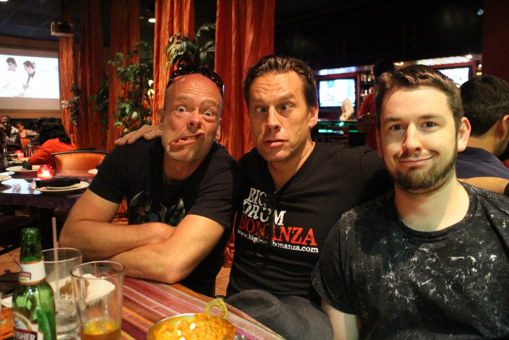 From the dinner at the end of day 3. Myself, Thomas and Matt….
